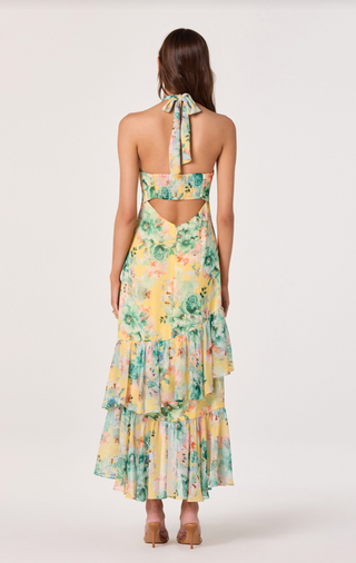Bethina Yellow Green Floral Dress - Glamourous Grace