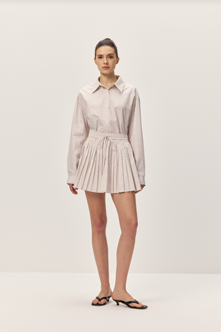 Danika Taupe Striped Mini Skirt - Glamourous Grace