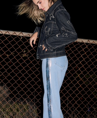 Rebel Wide Leg In Noa Wash w/ Silver Tuxedo Stripe - Glamourous Grace