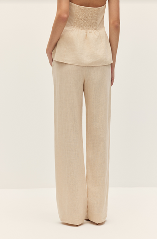 Carina Beige Linen Pants - Glamourous Grace