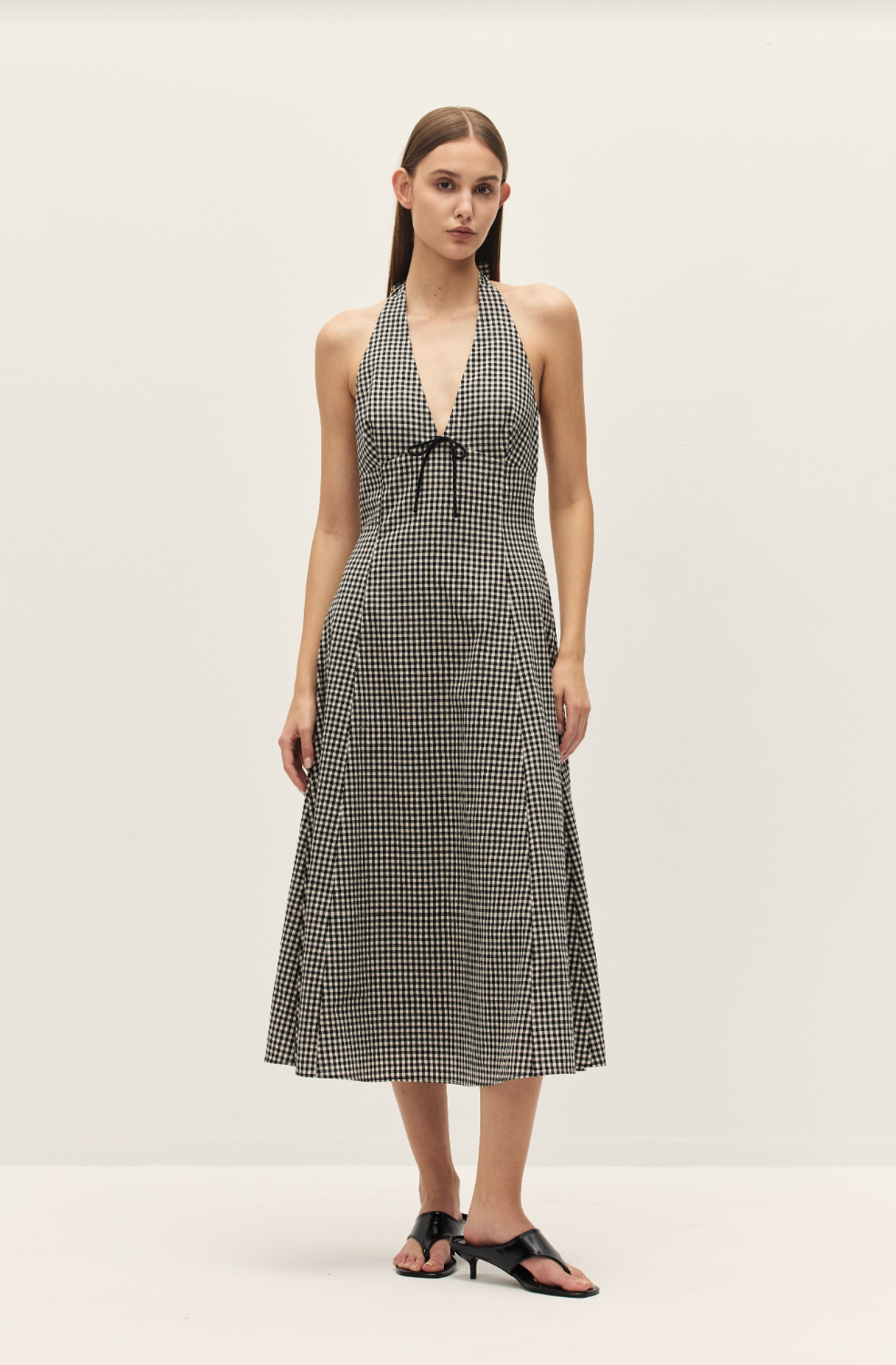Serena Halter Gingham Midi Dress - Glamourous Grace