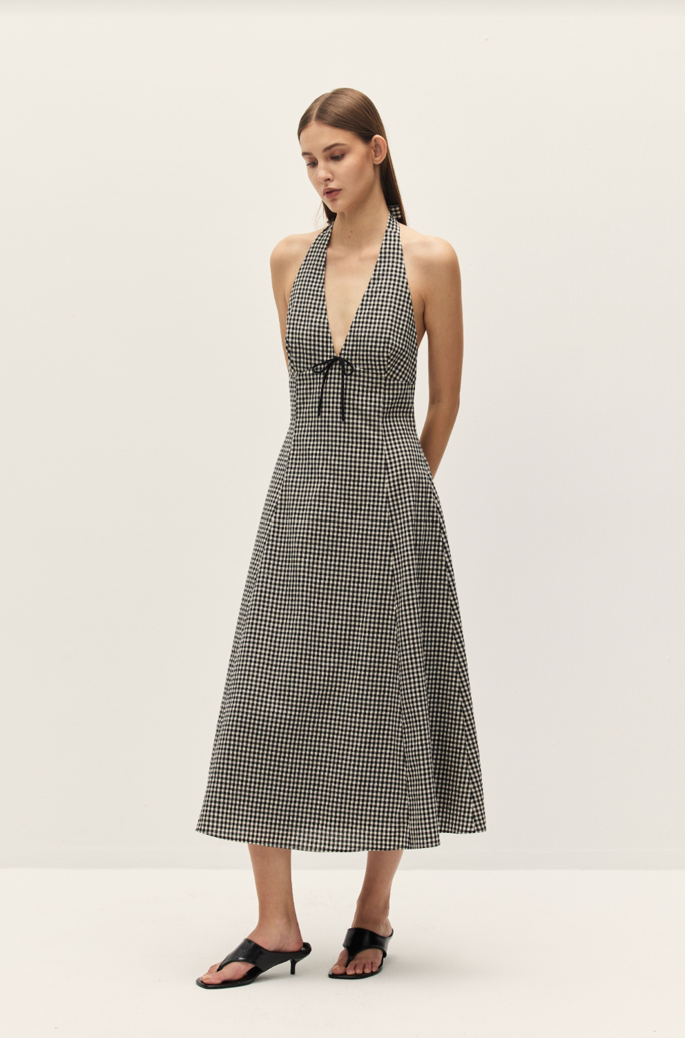 Serena Halter Gingham Midi Dress - Glamourous Grace
