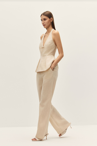 Carina Beige Halter Top - Glamourous Grace