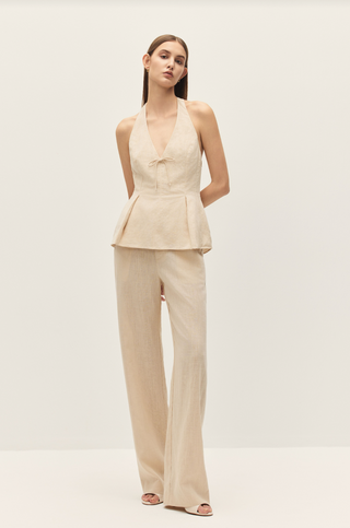 Carina Beige Halter Top - Glamourous Grace