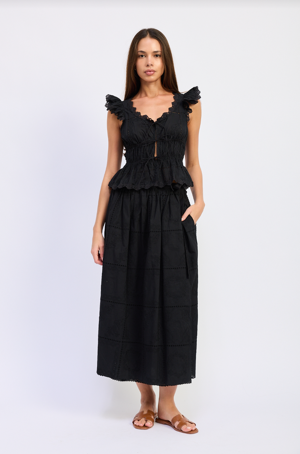 Astrid Black Eyelet Top