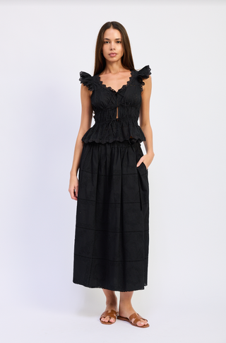 Astrid Black Eyelet Top