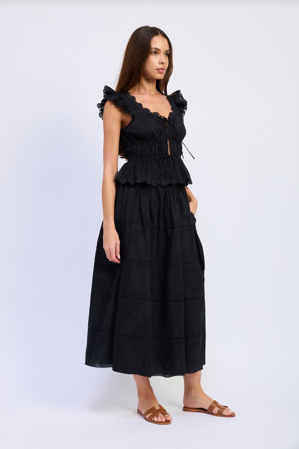 Astrid Black Eyelet Top