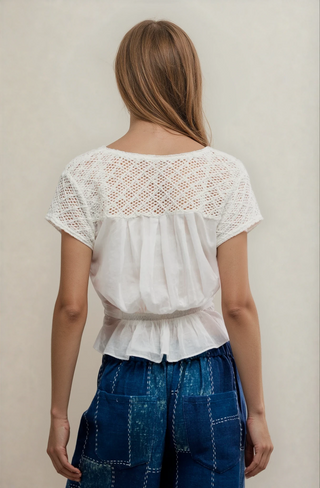 Gemma Embroidered Top Clean Ivory