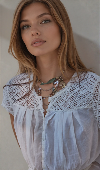 Gemma Embroidered Top Clean Ivory