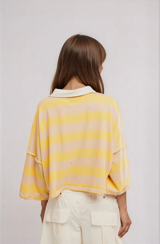 Auggie Polo Tee Oat Latte Yellow