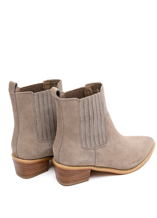 Leonor Suede Ankle Boot in Taupe - Glamourous Grace