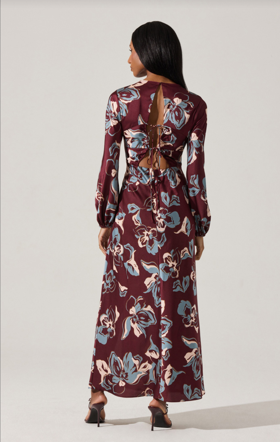 Elyse Dress Wine Floral - Glamourous Grace