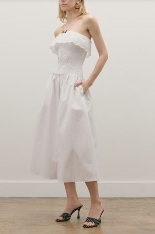 Rosebud Strapless Midi Dress | White - Glamourous Grace
