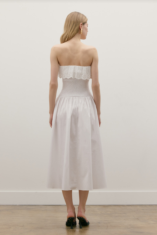 Rosebud Strapless Midi Dress | White - Glamourous Grace