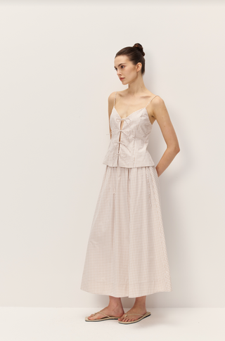 Vionnet Taupe Gingham Top - Glamourous Grace