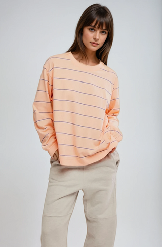 Hustle Striped Layer Top Awning Stripe Peach - Glamourous Grace