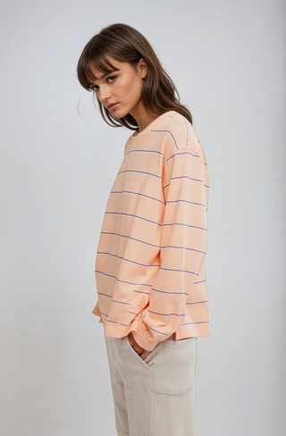 Hustle Striped Layer Top Awning Stripe Peach - Glamourous Grace