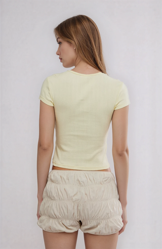Wait a Minute Baby Tee Banana Cream