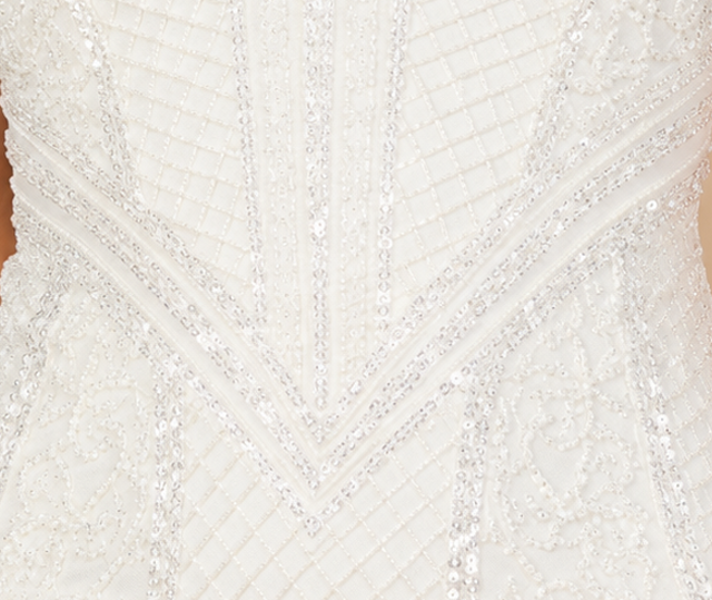 Beaded Bridal Short Dress with Cap Sleeves