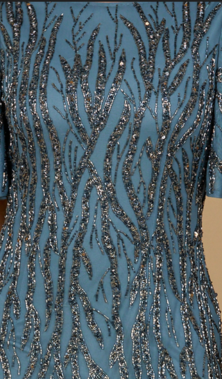 Beaded Gown with Flutter Sleeves - Glamourous Grace