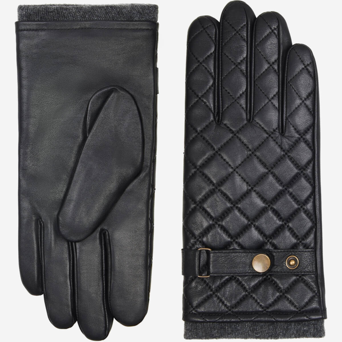 Sebastian (black) – Sheepskin leather gloves with snap closure & touchscreen feature - Glamourous Grace