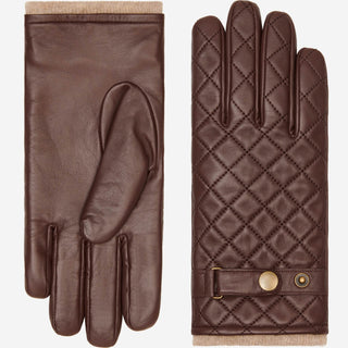 Sebastian (brown) – Sheepskin leather gloves with snap closure & touchscreen feature - Glamourous Grace