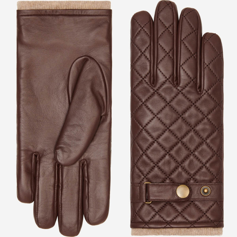 Sebastian (brown) – Sheepskin leather gloves with snap closure & touchscreen feature - Glamourous Grace
