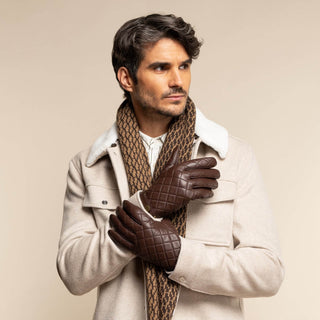 Sebastian (brown) – Sheepskin leather gloves with snap closure & touchscreen feature - Glamourous Grace