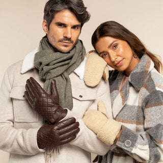 Sebastian (brown) – Sheepskin leather gloves with snap closure & touchscreen feature - Glamourous Grace