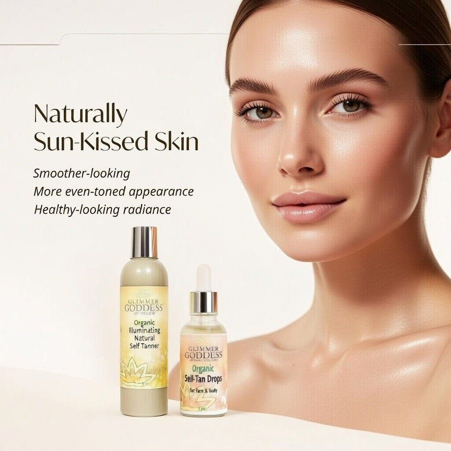 Organic Self Tanner & Self Tan Drops Bundle – Natural Sunless Tanning Kit - Glamourous Grace