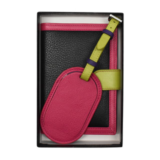 Multicolor Passport Case and Luggage Tag Travel Set