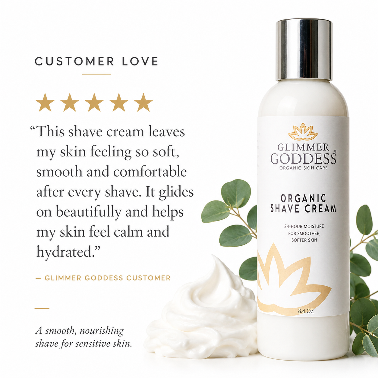 Organic Shave Cream for Sensitive Skin – Hydrating Formula - Glamourous Grace