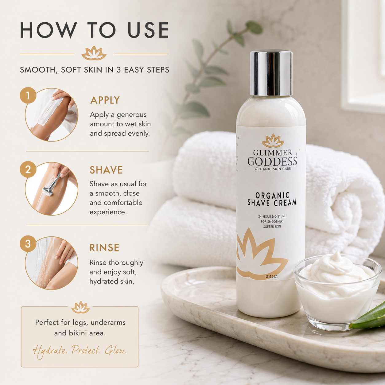 Organic Shave Cream for Sensitive Skin – Hydrating Formula - Glamourous Grace