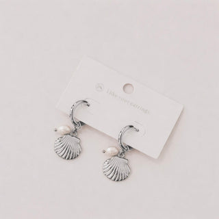 Shell Pearl Hoop Earrings - WATERPROOF