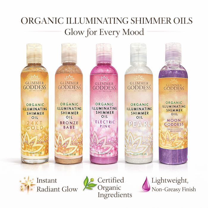 Organic Shimmer Body Oil for a Soft, Non-Greasy Body Glow - Glamourous Grace