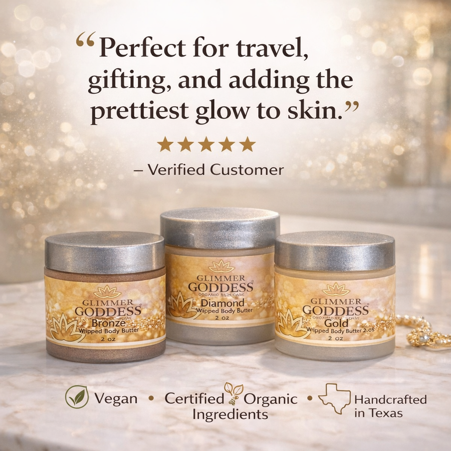 Organic Shimmering Body Butter Trio – 3 x 2 oz Travel Set - Glamourous Grace