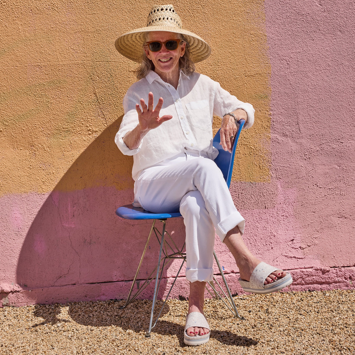 East Beach Slide Platform - Faded Denim - Glamourous Grace