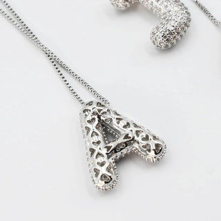 Rhinestone Bubble Initial Necklace