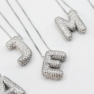 Rhinestone Bubble Initial Necklace
