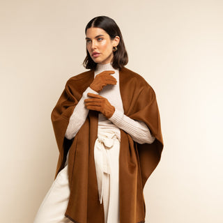 Silvia (cognac) - Italian suede leather gloves with luxurious cashmere lining - Glamourous Grace