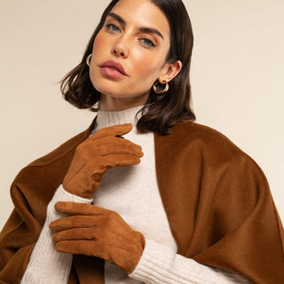 Silvia (cognac) - Italian suede leather gloves with luxurious cashmere lining - Glamourous Grace