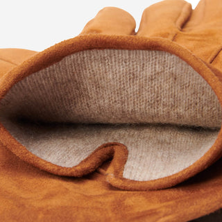 Silvia (cognac) - Italian suede leather gloves with luxurious cashmere lining - Glamourous Grace