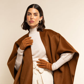 Silvia (cognac) - Italian suede leather gloves with luxurious cashmere lining - Glamourous Grace