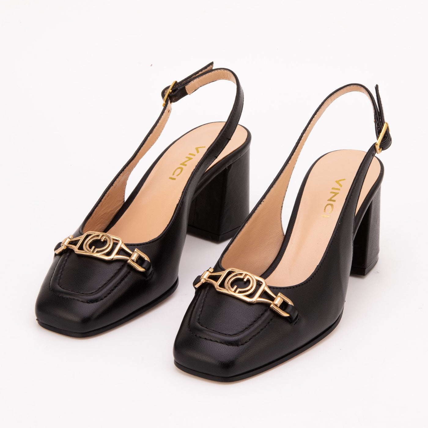 The Potomac Black Slingback Leather Women Sandal - Glamourous Grace