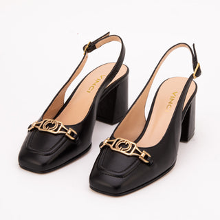 The Potomac Black Slingback Leather Women Sandal - Glamourous Grace