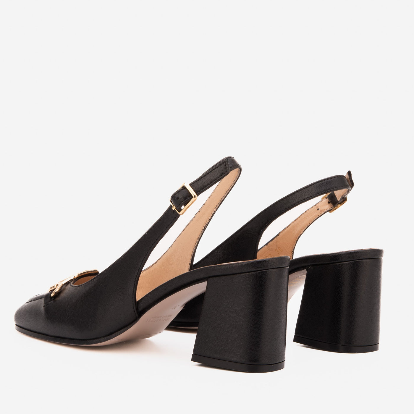 The Potomac Black Slingback Leather Women Sandal - Glamourous Grace