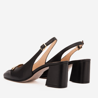 The Potomac Black Slingback Leather Women Sandal - Glamourous Grace