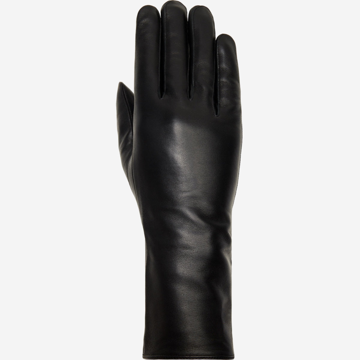 Skylar (black) – Extra-long sheepskin leather gloves with wool/cashmere lining & touchscreen capability - Glamourous Grace
