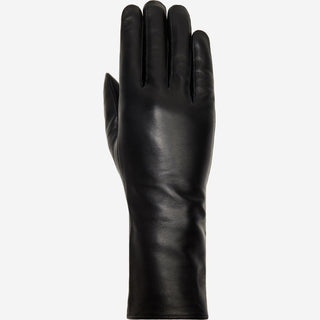 Skylar (black) – Extra-long sheepskin leather gloves with wool/cashmere lining & touchscreen capability - Glamourous Grace