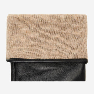 Skylar (black) – Extra-long sheepskin leather gloves with wool/cashmere lining & touchscreen capability - Glamourous Grace